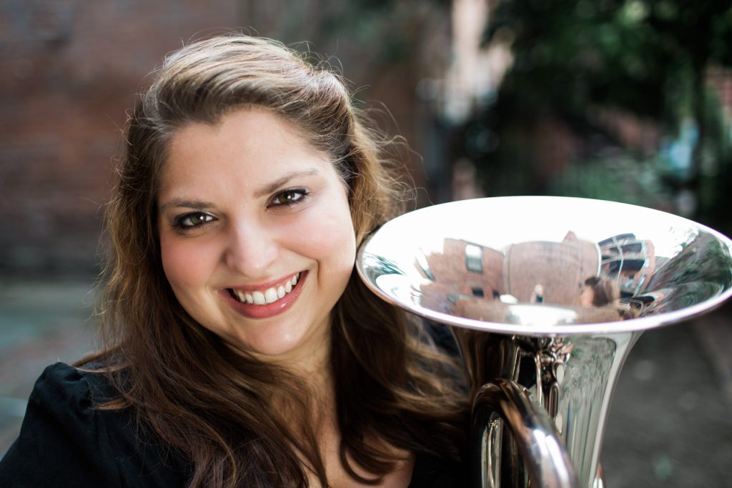 musician, musician headshot, brass player, female, euphonium